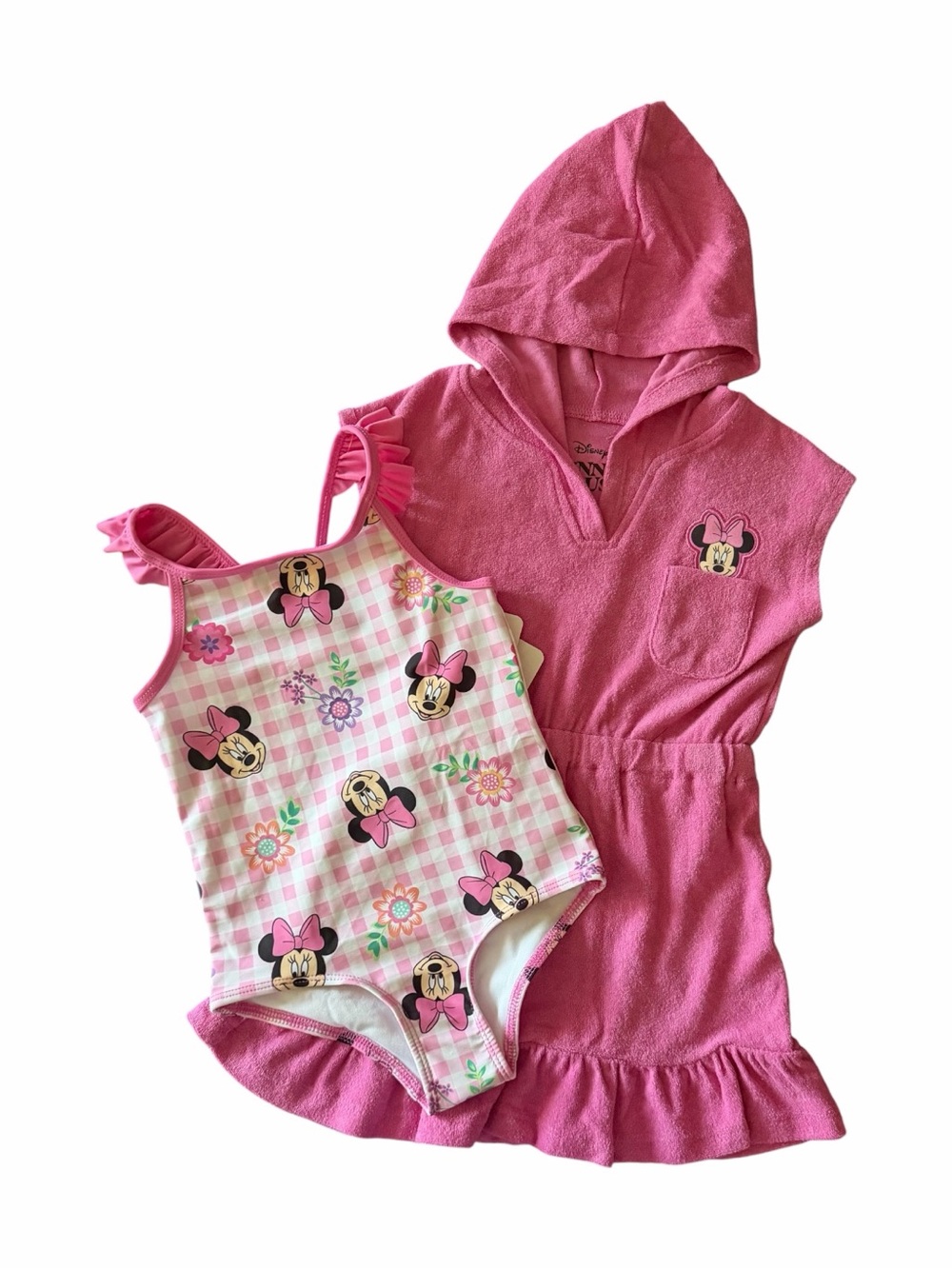 NWT-Disney Minnie Mouse Pink Girls' One-Piece Swimsuit and Cover-Up Set-size 3T